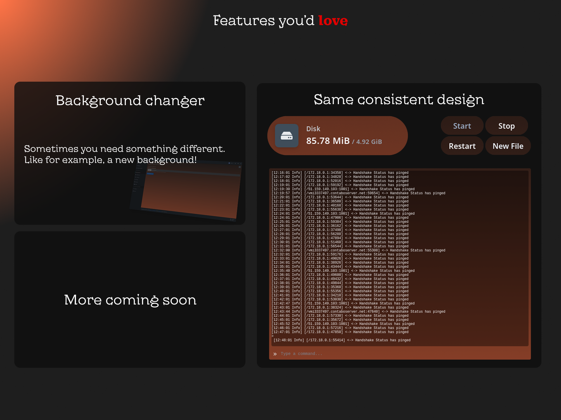 Features you'd love: Same consistent design; Background changer; More coming soon...